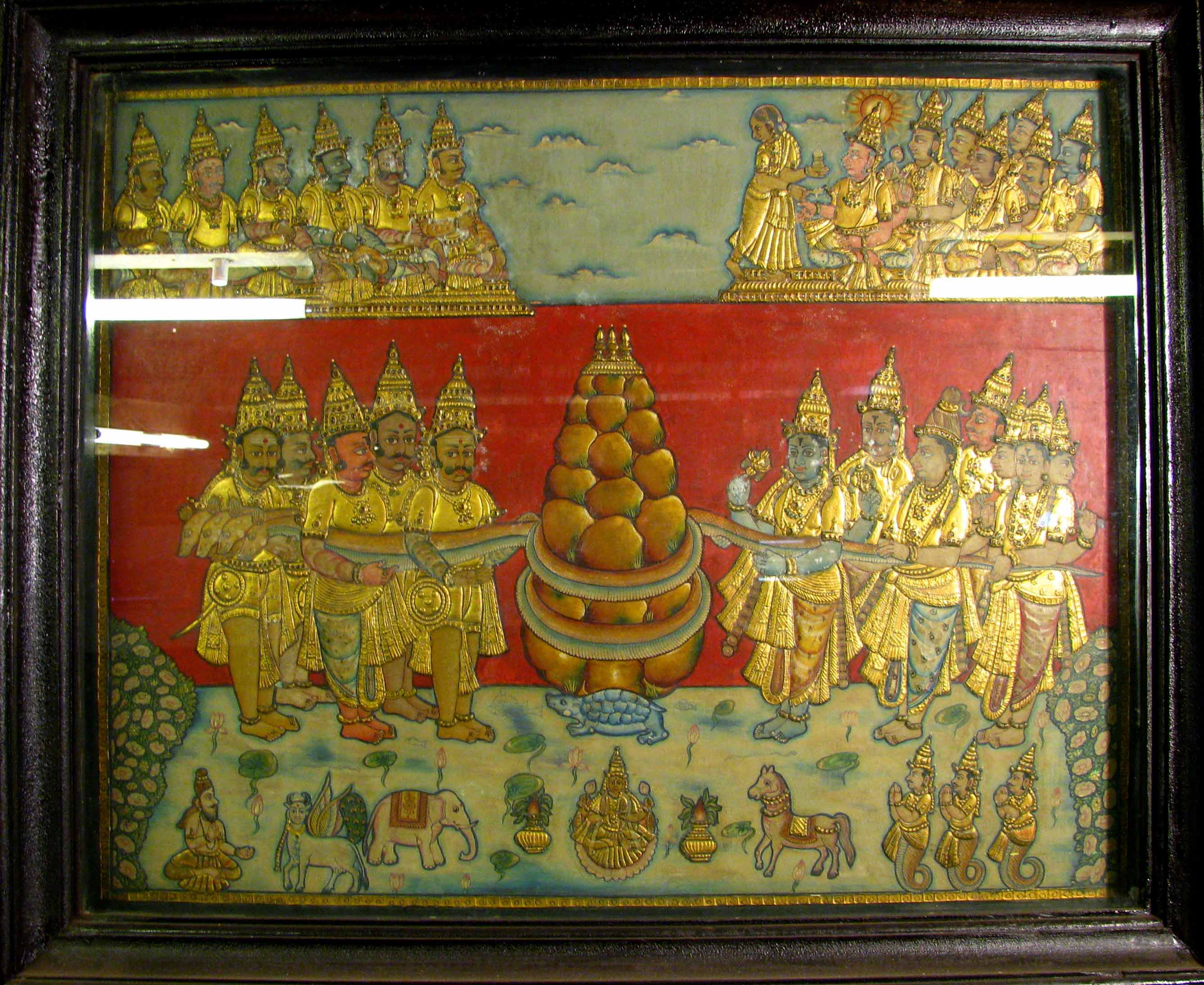 Images Of Thanjavur Paintings Sahapedia   Samudramanthana T 38 S(33.25x27.25) 0 